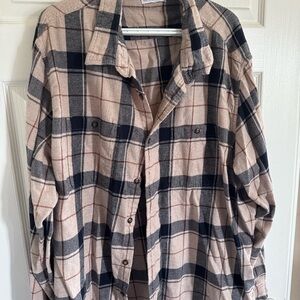 Sonoma Checkered Shirt in Tan and Navy Blue (Men’s 3XB)
